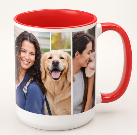 personalized photo mug red handle custom coffee mug gift