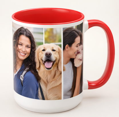 personalized photo mug red handle custom coffee mug gift