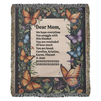 Personalized "With Your Own Words" Heirloom Artwork Woven Blanket, Mother's Day, Birthday, Anniversary, Valentine's Day