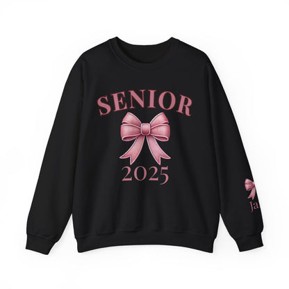 Personalized Name on Sleeve Senior Bow Sweatshirt, Graduation 2025 gift