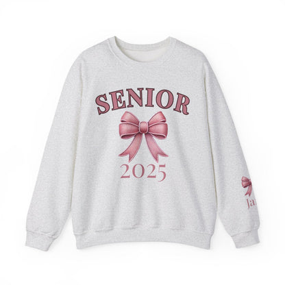Personalized Name on Sleeve Senior Bow Sweatshirt, Graduation 2025 gift